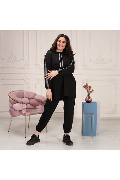 CNG MODA Women's Hijab Oversize Model Tracksuit Set Black