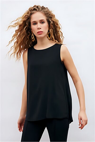 Sateen Sıfır Kol Salaş Bluz