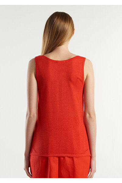 United Colors of Benetton Women's Red 100% Linen Comfortable Fit Thick Strap Undershirt