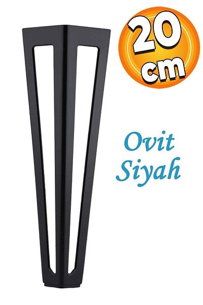 Badem10 Ovit Metal 20 Cm - Picior negru pentru unitate TV, design fotoliu și canapea