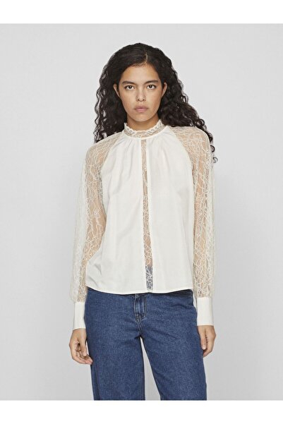 VILA Oberteil mit langen Ärmeln Spitzen