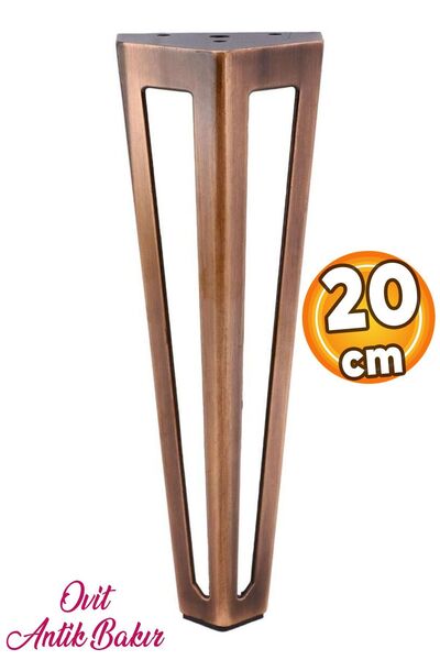 Badem10 Ovit Metal 20 Cm Antik Bakır Mobilya Koltuk Kanepe Konsol Puf Tv Ünit...