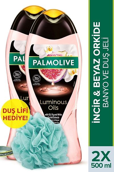Palmolive Luminous Oils Bath and Shower Gel 500 ml X 2 Pcs + Shower Washcloth Gift
