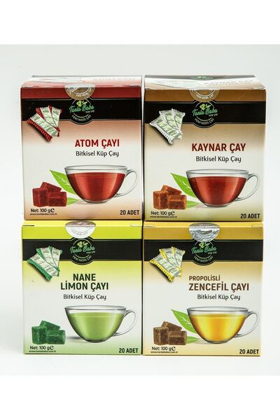 TanlaBaba Kış Paketi Küp Çay 4'li Paket Atom Zencefil Nane Limon Kaynar Çayı Bitki Çayı