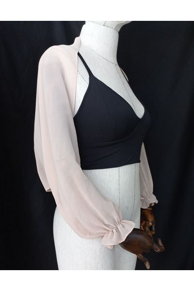 es moda shop Nude Moni Chiffon Fabric Ruffle Shawl