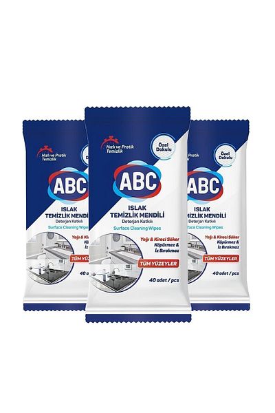 ABC Wet Cleaning Wipes 3 Pack 120 Sheets