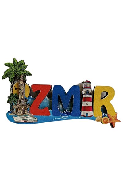 ella'nın çarşısı Magnet. Ahşap Izmir Buzdolabı Magneti.