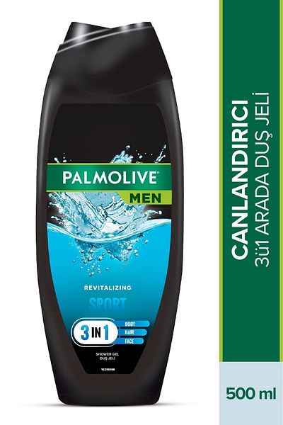 Palmolive Men's Sports Refreshing 3 in 1 Face - 500 ml Shower Gel and Shampoo for Body and Hair