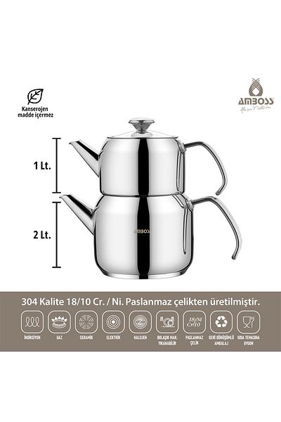 Amboss 7 Piece Grand Stainless Steel Cookware and Teapot Set Suitable for All Stoves
