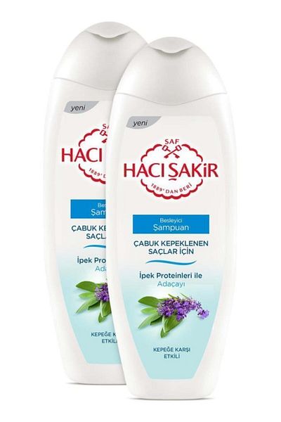 Hacı Şakir 500 ml x2 Pieces Sage Nourishing Shampoo - For Quick-Dandruff Hair