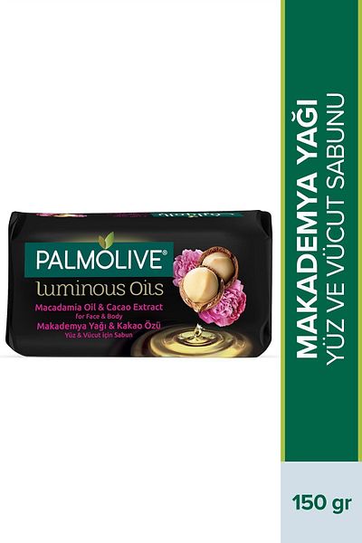 Palmolive زيوت مضيئة بزيت المكاديميا وخلاصة الكاكاو صابون للوجه والجسم 150 جرام