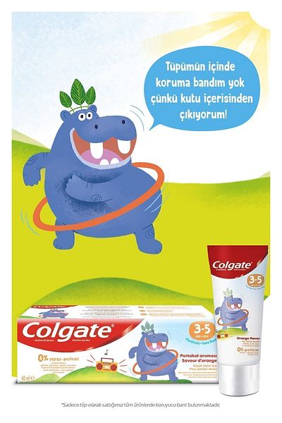 Colgate 3-5 Years Old Orange Flavored Fluoride-Free Children's Toothpaste 60 ml