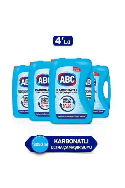 ABC Karbonatlı Ultra Çamaşır Suyu 3,25 Lt 4'lü Paket