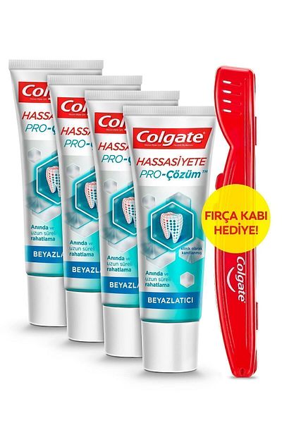Colgate Pro Relief Toothpaste - 75 ml X 4 Whitening Brush Containers Gift