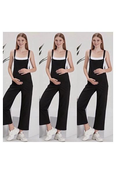 LİYACA Combed Cotton Maternity Gardener Jumpsuit