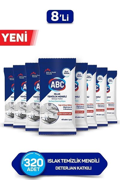 ABC Wet Cleaning Wipes 8 Pack 320 Sheets