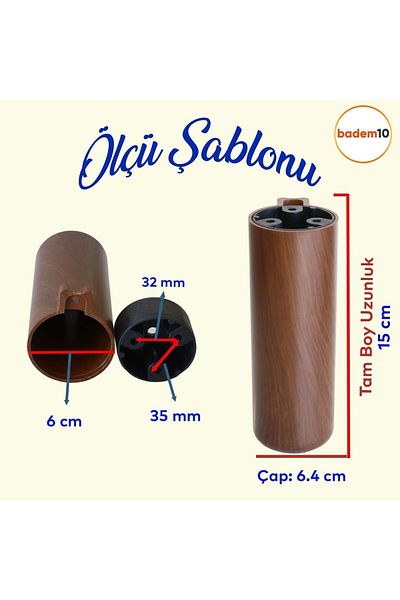 Badem10 Capsula Bohemian (PREMIUM) Nuc Inchis 15 Cm Mobilier Canapea Unitate TV Fotoliu Baza Picior Picioare