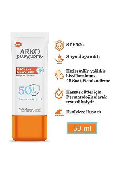 ARKO Suncare SPF50 - Face Sun Cream 50 ml, Very High Protection