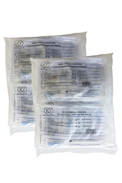 KYCATH galena düz Musluklu Idrar Torbası 2000 Ml (20'li Paket)