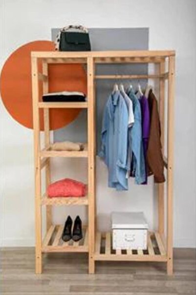 Loolpi Home Ahşap Ayaklı Askı Elibse Askısı Çok Amaçlı Dolap Gardrop
