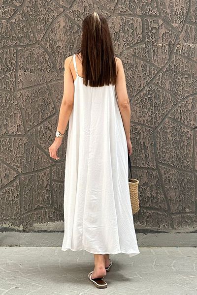 MOLLYMORE White Long Fabric Strappy Women's Dress