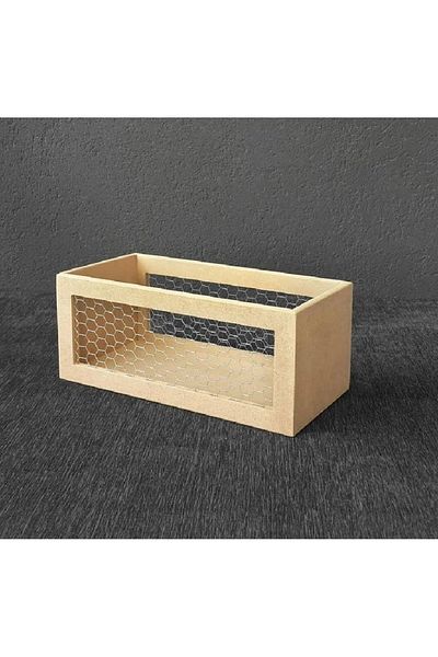 Altınyapı Hobi Market Raw Mdf Paint - Wire Rectangular Multi-Purpose Basket Box