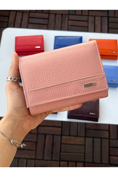 DERKON LOVELY MODEL GENUINE LEATHER MEDIUM WOMEN'S WALLET POWDER PINK