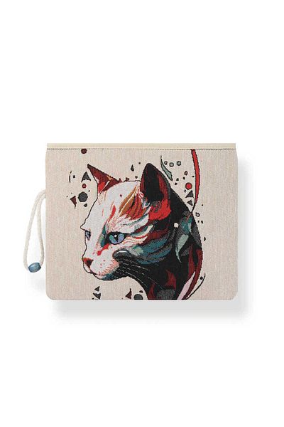 Bursa İpek Cat Patterned Tapestry Handbag