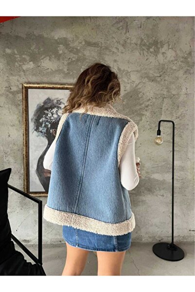 MODA DURAĞI KALİTELİ PREMİUM İÇİ KÜRKLÜ ZR MODEL DENİM YELEK