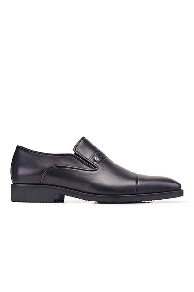 Nevzat Onay Genuine Leather Black Men's Classic Shoes - Laceless