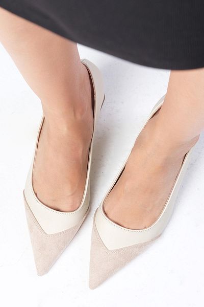Mio Gusto Whitney Beige Block Heeled Women's Shoes