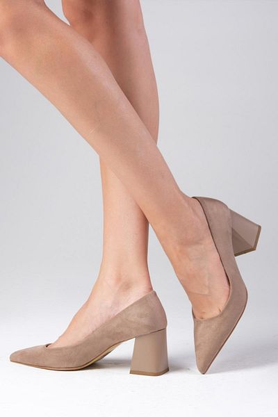 Mio Gusto Дамски обувки на ток Fleur Mink Suede Block