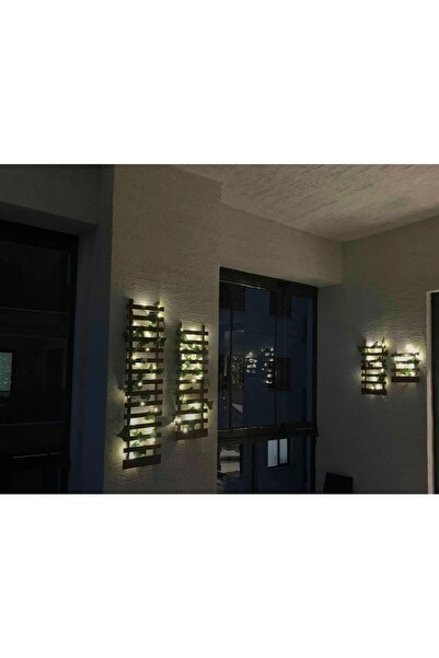 MSAĞWOODS Ledli Çamağacı Ahşap Saksı Sarmaşıklı Standı Çiçeklik Kış Bahçesi Balkon Dekor Yapay Çiçek Pil Hariç