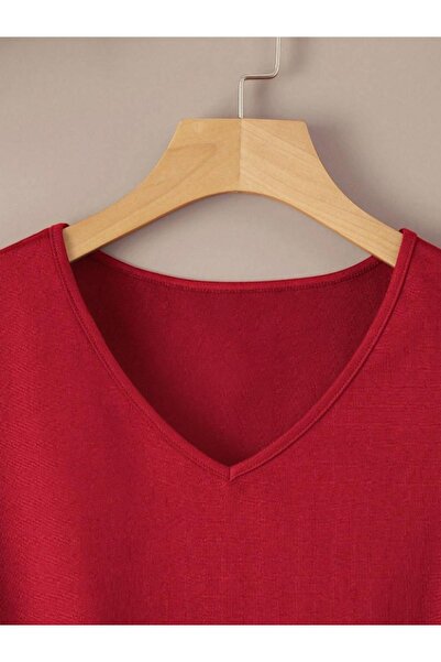 RASCHA Női piros V-nyakú normál póló