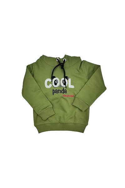 Roya Girls Cool Panda Hooded Baby Girl Sweat Green
