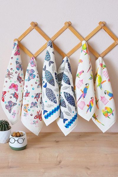 Meslina Home 30x50 Cm Printed 3 Piece Kitchen Towel Set - hs-printed-animal