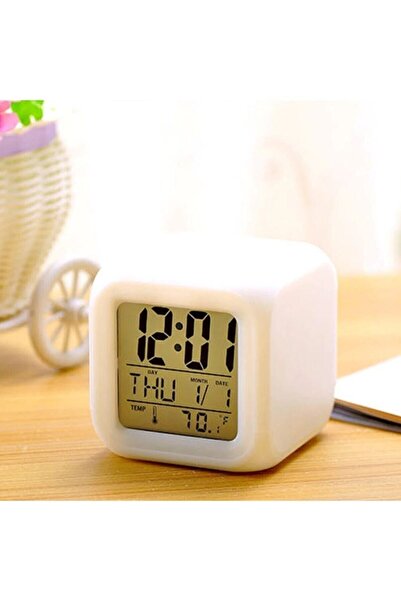 oddity 7 Renk Xxl Alarmlı Dijital Küp Lcd Işıklı Saat 8x8x8 Cm Xxl Çocuk Odası Hafıza Pilli
