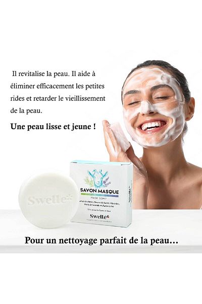 SWELLE Goat Milk Mask Soap, Facial Beauty and Mask, Anti-Blackhead, Anti-Acne