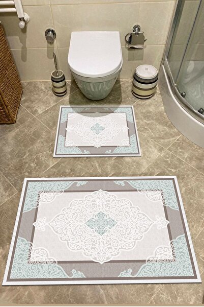 SÜNGERSAN Bath Mat Toilet Set Set of 2 with Non-Slip Base