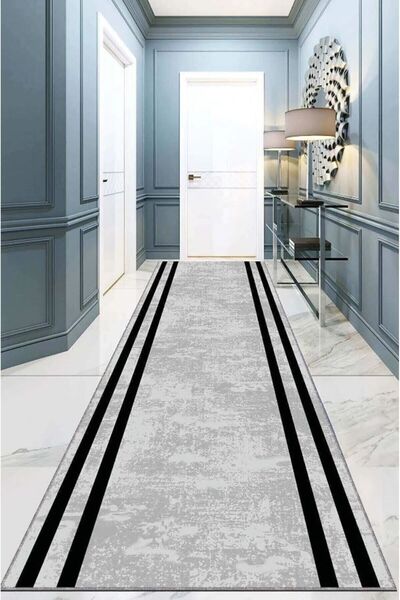 SÜNGERSAN Digital Printed Non-Slip Living Room Carpet - Washable Base, for Kitchen and Hallway
