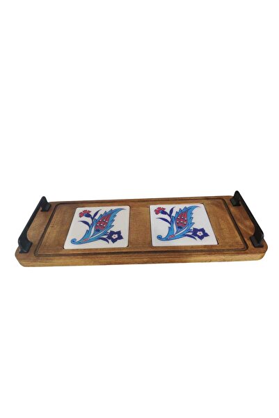 e-meta Elegant Presentation Tray Made of Hornbeam Wood with Tiles