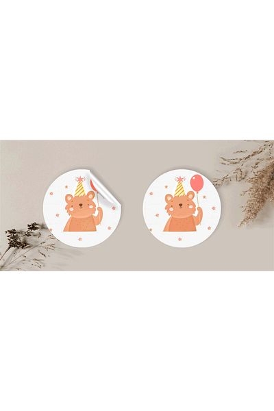 anka design Happy Teddy Bear - 48 Pieces Coated Sticker Packaging and Cargo Label (4X4Cm)