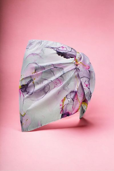 pistore New Season Lilac Smoke Patterned Satin Women's Beach Dress - Short Pareo