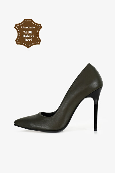 Grasyano Натуральна шкіра Темно-хакі зелений Простий Шикарний Комфортний Преміум М'яка шкіра Високий шпилька 10,5 см Тонкий каблук