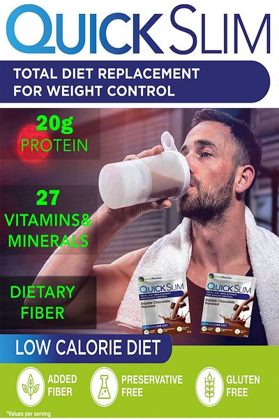 NUTRIPHARMA Quick Slim High Protein Meal Powder, 60 Meal Shakes (2 BOXES WITH CHOCOLATE, BASE, 60 HOOKS)