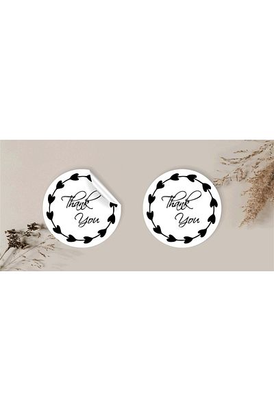 anka design 48 Pieces of Coated Sticker - Packaging and Shipping Label (4X4Cm) - Thank You
