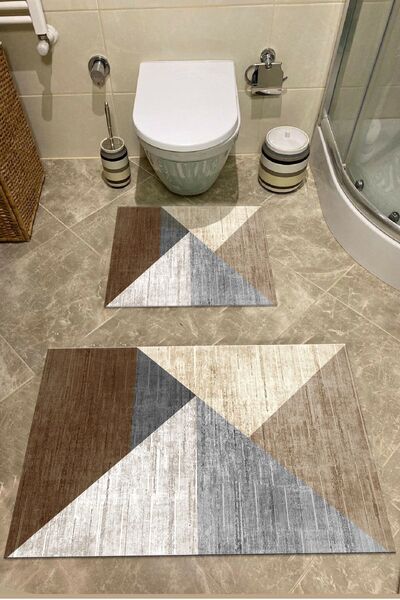 SÜNGERSAN Bath Mat Toilet Set Set of 2 with Non-Slip Base