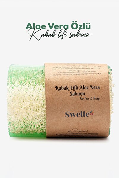 SWELLE Aloe Veralı Doğal Kabak Lifli El Yapımı Organik Arındırıcı Sabun