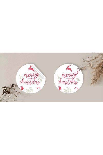 anka design Merry Cristmas - Pack of 48 Coated Stickers and Cargo Labels (4X4Cm)