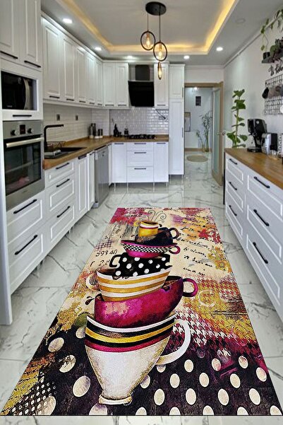 SÜNGERSAN Renkli Halılar Yıkanabilir Dijital Baskı Modern Dekoratif Kaymaz Ta...